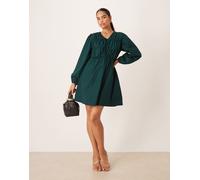 YAS - Vestito corto a maniche lunghe verde scuro allacciato sul davanti 46
