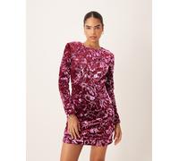 YAS - Vestito corto in paillettes e velluto rosa scuro XXL