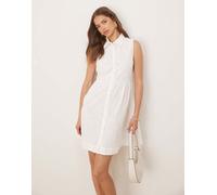 YAS - Vestito corto senza maniche bianco in pizzo con bottoni M