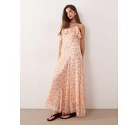 YAS - Vestito lungo con spalline sottili e volant rosa a fiori 38