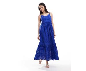 YAS - Vestito lungo con spalline sottili in pizzo blu XS