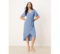 YAS - Vestito midi blu plissé a portafoglio 16