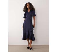 Yas Thea Wrap Short Sleeve Midi Dress Blu 34 Donna