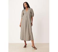 YAS - Vestito midi nero a quadri svasato 16