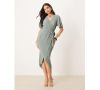 YAS - Vestito midi plissé a portafoglio verde tenue 16