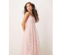 YAS - Vestito midi testurizzato rosa pallido con spalline sottili 8
