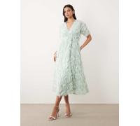 YAS - Vestito midi verde salvia testurizzato con scollo a V 38