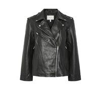 YAS Yasane Leather Jacket Ane LS Noos-Giacca in Pelle, Nero, Numeric_34 Donna