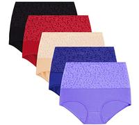 YaShaer - Mutandine da Donna a Vita Alta, in Cotone, per Controllo della Pancia, con Sezione a C, morbide, Elasticizzate, Confezione da 5, Taglia 5XL