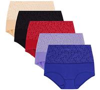 YaShaer - Mutandine da Donna a Vita Alta, in Cotone, per Controllo della Pancia, con Sezione a C, morbide, Elasticizzate, Confezione da 5 (Multicolore 03, XXL)