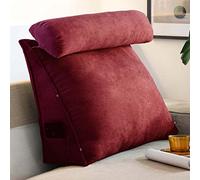 YASHANG Cuscino a cuneo triangolare da lettura, con collo regolabile, supporto per la schiena, per divano letto, testiera, cuscino di supporto lombare (rosso vinaccia)