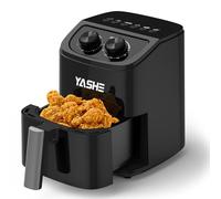 YASHE 2,3L Friggitrice ad Aria per 1-2 Persone, Compatta Air Fryer con 6 Opzioni di Menu, Doppia Manopola per Temperatura e Timer, Circolazione D’aria 3D, Cottura Sana Senza Olio