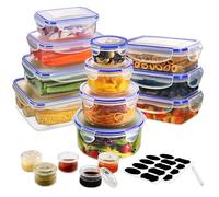YASHE 32 Pezzi Contenitori Ermetici per Alimenti, senza BPA Contenitore Plastica con Coperchio, Contenitori Cucina Organizer per Dispensa, Credenza, Sicuro nel Microonde e Lavastoviglie