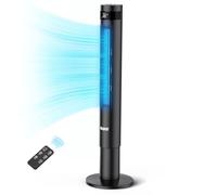 YASHE 43'' Ventilatore a Torre, 85° Oscillazione Ventilatore Senza Pale, 28dB Ventilatore a Torre Silenzioso, 3 Velocità 3 Modalità di Ventilazione, Ventilatore a Colonna con Telecomando