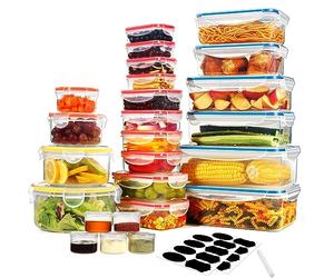 YASHE 50 Pezzi Contenitori Ermetici per Alimenti, Senza BPA Contenitore Plastica con Coperchio, Contenitori Cucina Organizer per Dispensa, Credenza, Sicuro nel Microonde e Lavastoviglie