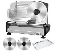 YASHE Affettatrice Elettrica Da Casa Con Motore DC Silenzioso, Affettatrice Professionale Per Prosciutto 200W, Lame In Acciaio Inox Doppie Da 19CM, Spessore Regolabile 0-15mm Per Carne Formaggio Pane