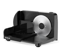 YASHE Affettatrice Elettrica Pieghevole 180W, Lama Inox 17 cm, Spessore Regolabile 0-15 mm, Compatta e Salvaspazio, Ideale per Carne, Formaggio, Pane e Verdure, Nera