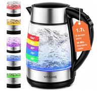 YASHE Bollitore Elettrico Con Temperatura Regolabile 1,7L 2200W | In Vetro, 5 Temperature, LED A 5 Colori, Mantenimento In Caldo 30 Min, Spegnimento Automatico