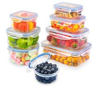 YASHE Contenitori Ermetici per Alimenti, 16 Pezzi (8 contenitori, 8 coperchi), Contenitori di Plastica Contenitori Alimenti, Senza BPA, 100% a Prova di Perdite, Lavastoviglie