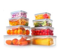 YASHE Contenitori Ermetici per Alimenti, 8 Pezzi, Contenitori di Plastica Contenitori Alimenti, Senza BPA, 100% a Prova di Perdite, Lavastoviglie, Congelatore e Microonde