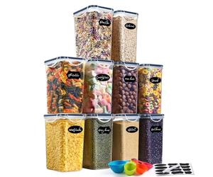 YASHE Contenitori Ermetici per Alimenti, Contenitori per Alimenti, Plastica, con Coperchio, Contenitori Cucina di Cereali, Muesli, Farina, Senza BPA, 10 Pezzi*1.5L