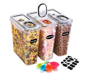 YASHE Contenitori Ermetici per Alimenti, Set di 3 (3.7L), Contenitore Plastica con Coperchio, Senza BPA Contenitori per Alimenti, Contenitori Cucina Organizer per la Conservazione di Pasta e Cereali
