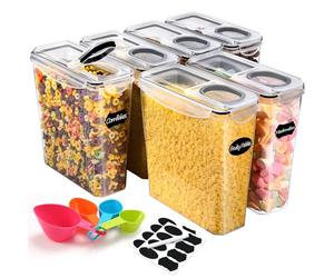 YASHE Contenitori Ermetici per Alimenti, Set di 6 (3.7L), Contenitore Plastica con Coperchio, Senza BPA Contenitori per Alimenti, Contenitori Cucina Organizer per la Conservazione di Pasta e Cereali