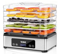 YASHE Essiccatore Alimentare, Essiccatore con 5 Vassoi in Acciaio Inox, 400W, Timer e Temperatura Regolabili per Carne Secca, Erbe, Frutta e Snack per Cani