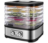 YASHE Essiccatore automatico, 5 vassoi regolabili in altezza, regolazione della temperatura 35 - 70 °C, 240 W, senza BPA, disidratatore silenzioso e compatto per frutta, verdura, erbe e carne