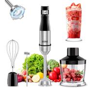 YASHE Frullatore a Immersione, 5 in 1 in Acciaio Inox, 1000 W, Velocità Regolabile Continuamente, con Tritatutto, Frusta e Bicchiere Dosatore - Ideale per Alimenti per Bambini, Salse e Zuppe