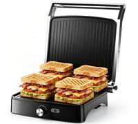 YASHE Grill a contatto da 2000 W, tostapane e tostapane con regolatore di temperatura, griglia da tavolo apribile a 180°, piastre antiaderenti, per panini, panini, carne e verdure