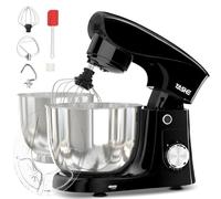 YASHE Impastatrice Planetaria 1500W, 2 Ciotole in Acciaio Inox 4,5L + 5L, 10+P Velocità, Testa Inclinabile, con Gancio Impastatore, Frusta e Sbattitore, Nero