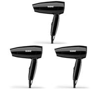 YASHE Mini Asciugacapelli Pieghevole, Phon Capelli da Viaggio Leggero con 2 Modalità Calore & Flusso d’Aria, Bocchetta Concentratrice, Cavo 1,8 m & Gancio, 1200W (Confezione da 3)