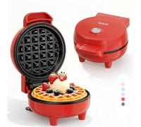 YASHE Mini Piastra per Waffle 550W antiaderente, Rosso