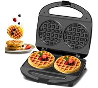YASHE Mini Waffle Maker Doppio, Macchina per Waffle per Bambini, Piastra Doppia Antiaderente, Ideale per Colazioni, Feste in Famiglia, Compleanni, Pasqua e Natale