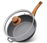 YASHE Padella Alta Antiaderente 30 cm con Coperchio - Padella in Granito Compatibile con Induzione, Manico Termoresistente e Maniglia Laterale