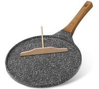 YASHE Padella per Crêpes 26 cm, Antiaderente e Piatta, Padella per Pancake, con Spatola in Legno, Facile da Pulire, Ideale per Crêpes, Pancake e Omelette