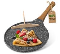 YASHE Crepiera Antiaderente 26 cm, con Stendi-Pastella in Legno in Omaggio