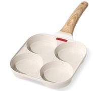 YASHE Padella per Pancake a 4 Scomparti, Antiaderente, in Alluminio Resistente con Manico Termoresistente, Pentola Multifunzione per la Colazione