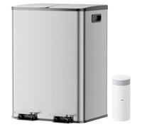 YASHE Pattumiera a Doppio Scomparto con Coperchio, 2x20L Pattumiera Differenziata per Cucina, Pedale con 20 Sacchetti, Secchi Interni Rimovibili, Soft-Close e 2 Filtri al Carbone