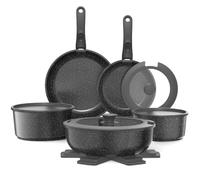 YASHE Set 15 Pezzi Pentole e Padelle con Manico Removibile, Induzione/Forno