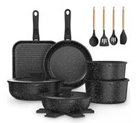 YASHE Set di 3 padelle antiaderenti da 20/24/30 cm con rivestimento in granito, adatte per induzione, leggere, durevoli e sane, per cucina quotidiana