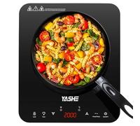 YASHE Piastra a induzione portatile singola 2000W, 10 livelli di potenza e temperatura, timer integrato, blocco di sicurezza, facile da pulire