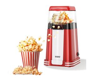 YASHE Popcorn Machine Retro, 1200W Hot Air Popcorn Maker con Misurino, One-Touch, Senza Olio, Perfetta per il Cinema Casa, le Serate Cinematografiche, le Feste