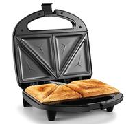 YASHE Sandwich maker per 2 panini, tostapane 750 W, con rivestimento antiaderente, riscaldamento rapido, controllo automatico della temperatura, manico termico, compatto, nero