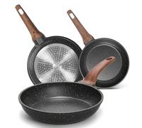 YASHE Set 3 Padelle Antiaderenti Effetto Granito(20/24/28cm), per Induzione