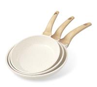 YASHE Set di 3 padelle antiaderenti da 20/24/30 cm con rivestimento in granito, adatte per induzione, leggere, durevoli e sane, per cucina quotidiana
