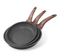 YASHE Set di 3 padelle antiaderenti da 20/24/30 cm con rivestimento in granito, adatte per induzione, leggere, durevoli e sane, per cucina quotidiana