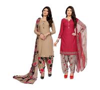 Yashika Set di materiale per abito da donna in crêpe, tessuto stampato non cucito per pantaloni kurta e Dupatta (confezione da 2), Ammirando il Rosa-1196, Taglia Unica
