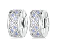 YASHUO Charm a clip, 2 pezzi, distanziatore per braccialetti con charm in argento Sterling 925, perline rotonde per braccialetti con charm, Argento